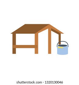 wooden house structure icon