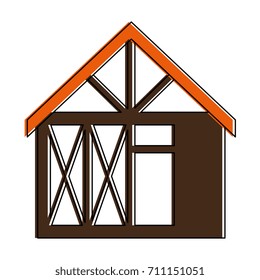 wooden house structure icon