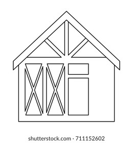 wooden house structure icon