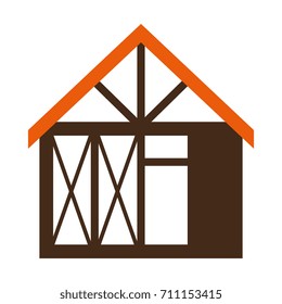 wooden house structure icon