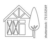 wooden house structure with tree