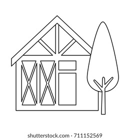 wooden house structure with tree