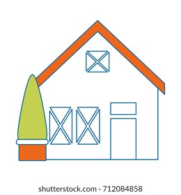 wooden house structure with tree