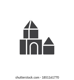 Wooden house toy vector icon. filled flat sign for mobile concept and web design. Wooden blocks toy glyph icon. Symbol, logo illustration. Vector graphics