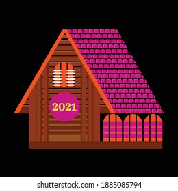 Wooden house vector adobe illustrator eps.