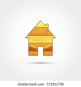 Wooden house vector icon