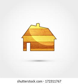 Wooden house vector icon