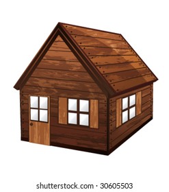 Wooden house vector and isolated