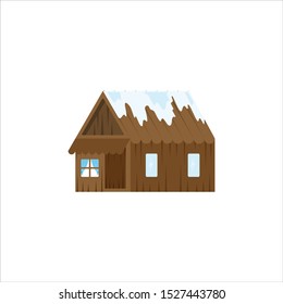 WOODEN HOUSE WHICH WAS SNOWED IN SNOW IN THE WINTER