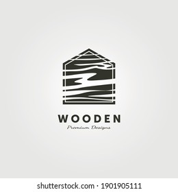 wooden house woodwork logo vector minimalist illustration design