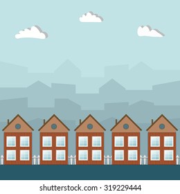 Wooden Houses, City Haze Background