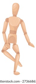 Wooden human figure in dancing pose. Dummy puppet