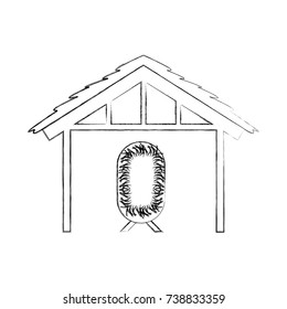 wooden hut house and crib manger design image