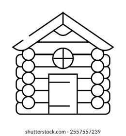 wooden hut house line icon vector. wooden hut house sign. isolated contour symbol black illustration