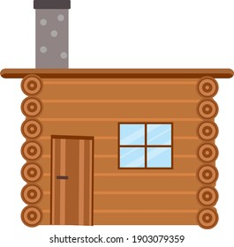 Wooden hut, illustration, vector on a white background.