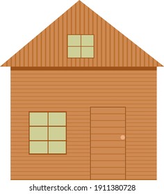 Wooden hut, illustration, vector on a white background.