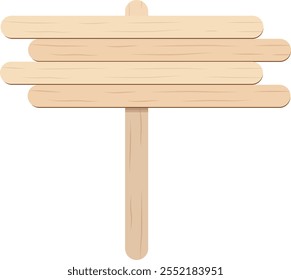 Wooden Ice Cream Stick Signboard Illustration Isolated on White Background