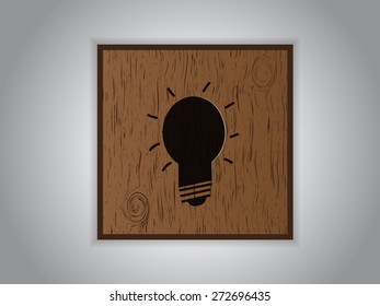 Wooden icon button light bulb sign