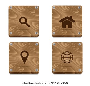 Wooden the icon set
