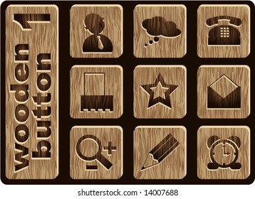 Wooden icons, Internet and Office (set 6,part 1)