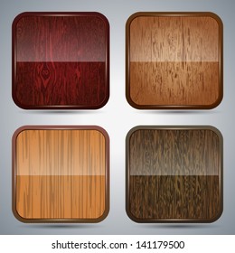 Wooden icons vector set