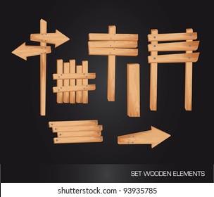 wooden indication over black background. vector illustration