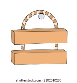 wooden information board sign hang on rope drawn for design
