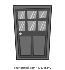 Wooden interior door icon in black monochrome style isolated on white background. Interior design symbol. Vector illustration