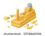 Wooden Jack-plane for Wood, Isolated on White Background, Jack plane, wood plane vector. Carpentry, woodworking retro vintage. Eps10 vector illustration.
