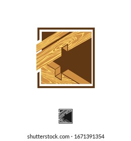 Wooden Joints Logo. The Butt Joint Is An Easy Woodworking Joint. Logo Basic Types Of Joints