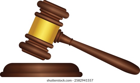 Wooden Judge Gavel on Sound Block Symbolizing Justice Vector Graphics