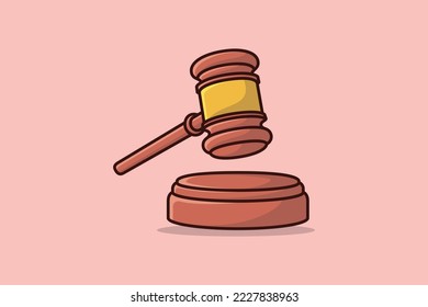 Wooden judge gavel and soundboard vector illustration. Justice hammer sign icon concept.  Law and justice concept.