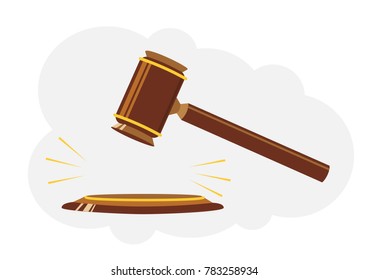 Wooden judge hammer. Sign of Law and Justice