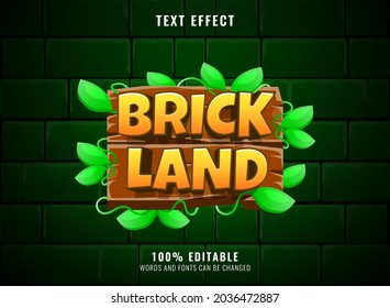 wooden jungle brick land 3d editable game logo title text effect