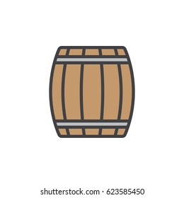 Wooden keg, barrel filled outline icon, line vector sign, linear colorful pictogram isolated on white. Symbol, logo illustration. Pixel perfect