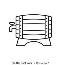 Teclado de madera, icono de barril, aislado sobre fondo blanco. ilustración vectorial