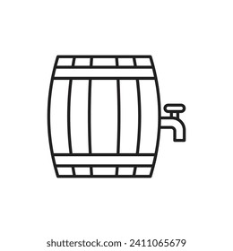 Wooden keg, barrel icon, isolated on white background. vector illustration