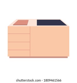 wooden kitchen countertops with drawers vector illustration design