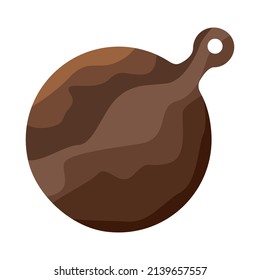 Wooden kitchen cutting board for pizza. Vector illustration in flat cartoon style. 