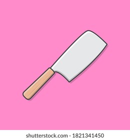 Wooden Kitchen Knive Vector Icon Illustration. Chef Knife Kitchen And Cooking Utensils. Knife Flat Icon