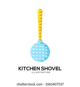 wooden kitchen shovel vector illustration symbol object. Flat icon style concept design