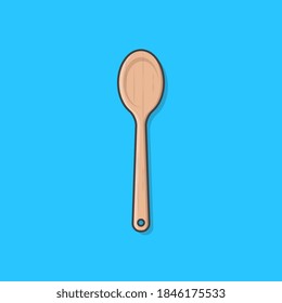 Wooden Kitchen Spatula Vector Icon Illustration. Kitchen Utensil For Cooking Flat Icon