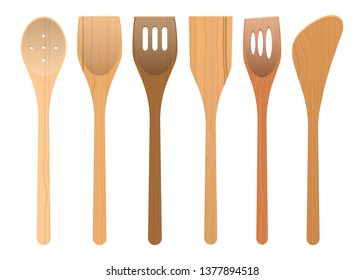 Wooden kitchen utensils vector design illustration isolated on white background