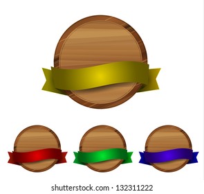 Wooden label with glossy ribbon
