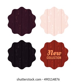 Wooden labels set. Retro vector design elements. New collection. Place for your text