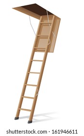 wooden ladder to the attic vector illustration isolated on white background