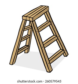 wooden ladder / cartoon vector and illustration, hand drawn style, isolated on white background.