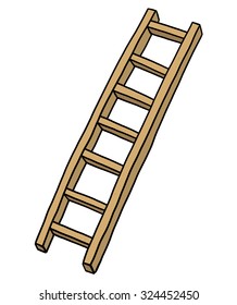 wooden ladder/ cartoon vector and illustration, hand drawn style, isolated on white background.