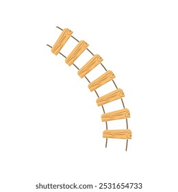 Vector de madera del diseño de la escalera con la cuerda, tablones que cuelgan aislados en el fondo blanco