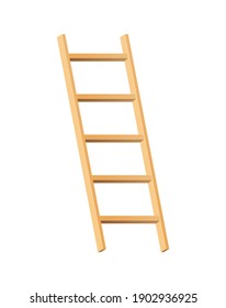 Wooden ladder household tool. Step ladder for domestic and construction needs. Isolated vector illustration